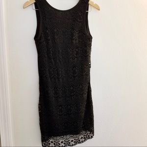 Black Overlay Detail Cocktail Dress